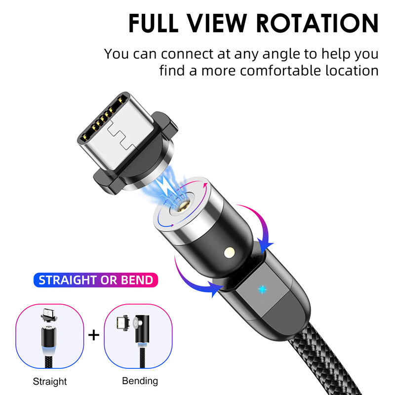 Type-C magnetic suction data cable, 540-degree swivel connector, rotating magnetic suction data cable, strong magnetic Android data cable