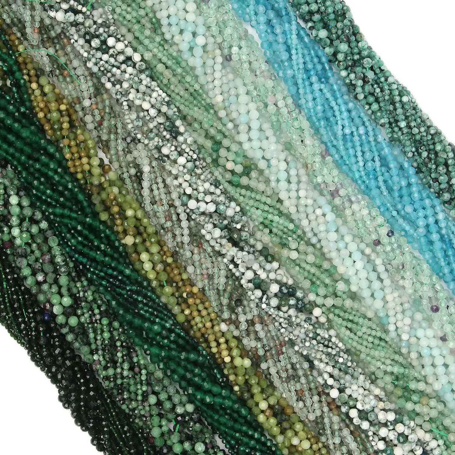 Small Natural Faceted Stone Bead Green Mica 2/3/4mm Malachite Turquoises Jades Fluorite Crystal Faceted Beads for Jewelry Making