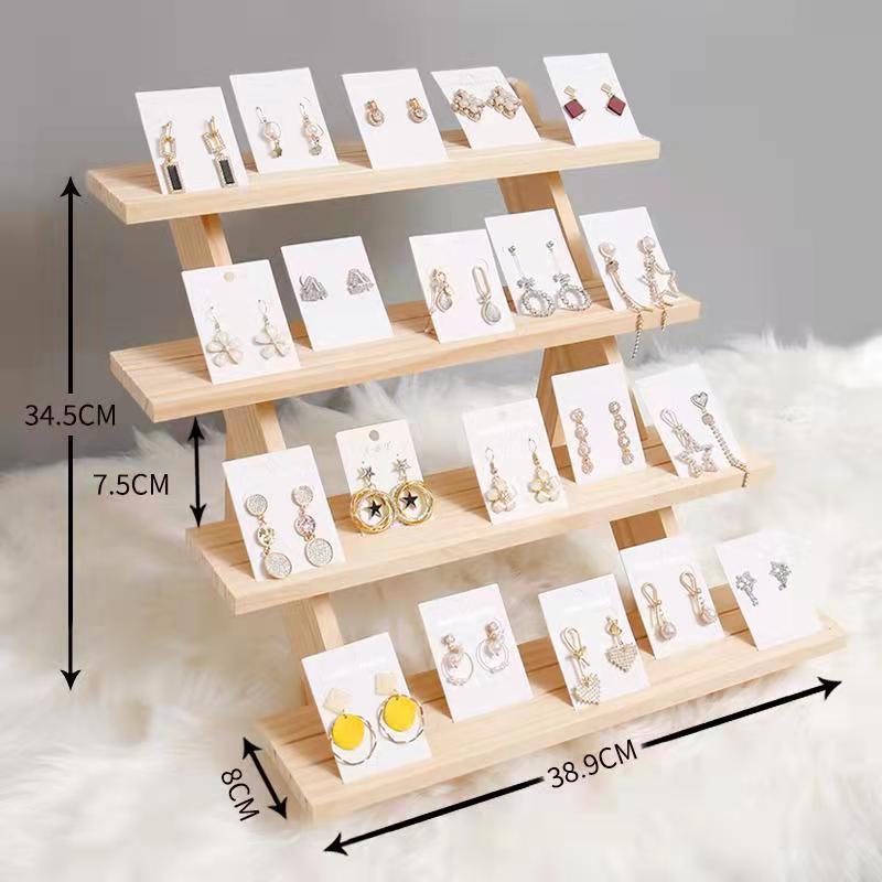 Wooden Earrings Jewelry Storage Stand Display DIY Organizer Ring Necklace Rack Ear Stud Holders Wood Base Props Wholesale Gifts