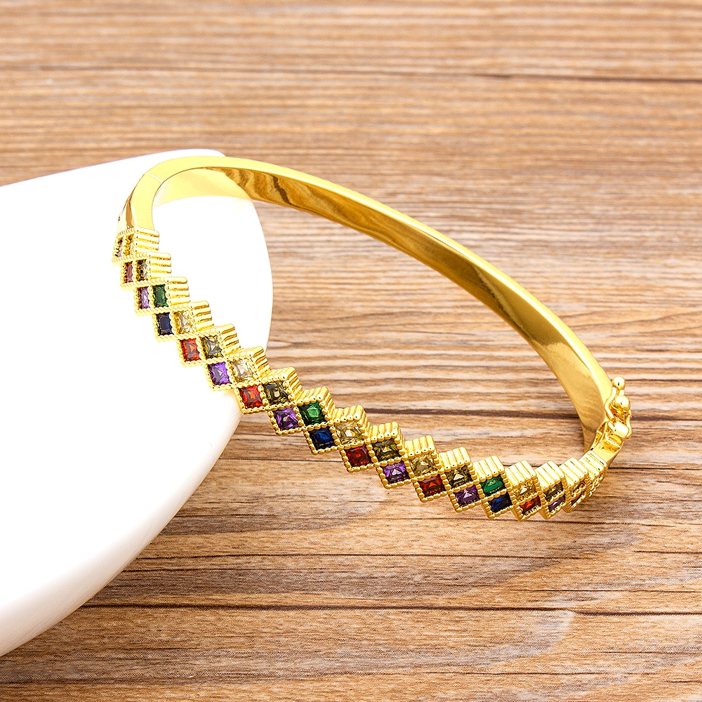 New Design Luxury 14 Styles Hollow Evil Eye Bangle Copper Cubic Zirconia Gold Color Cuff Bracelets For Women Girls Charm Jewelry