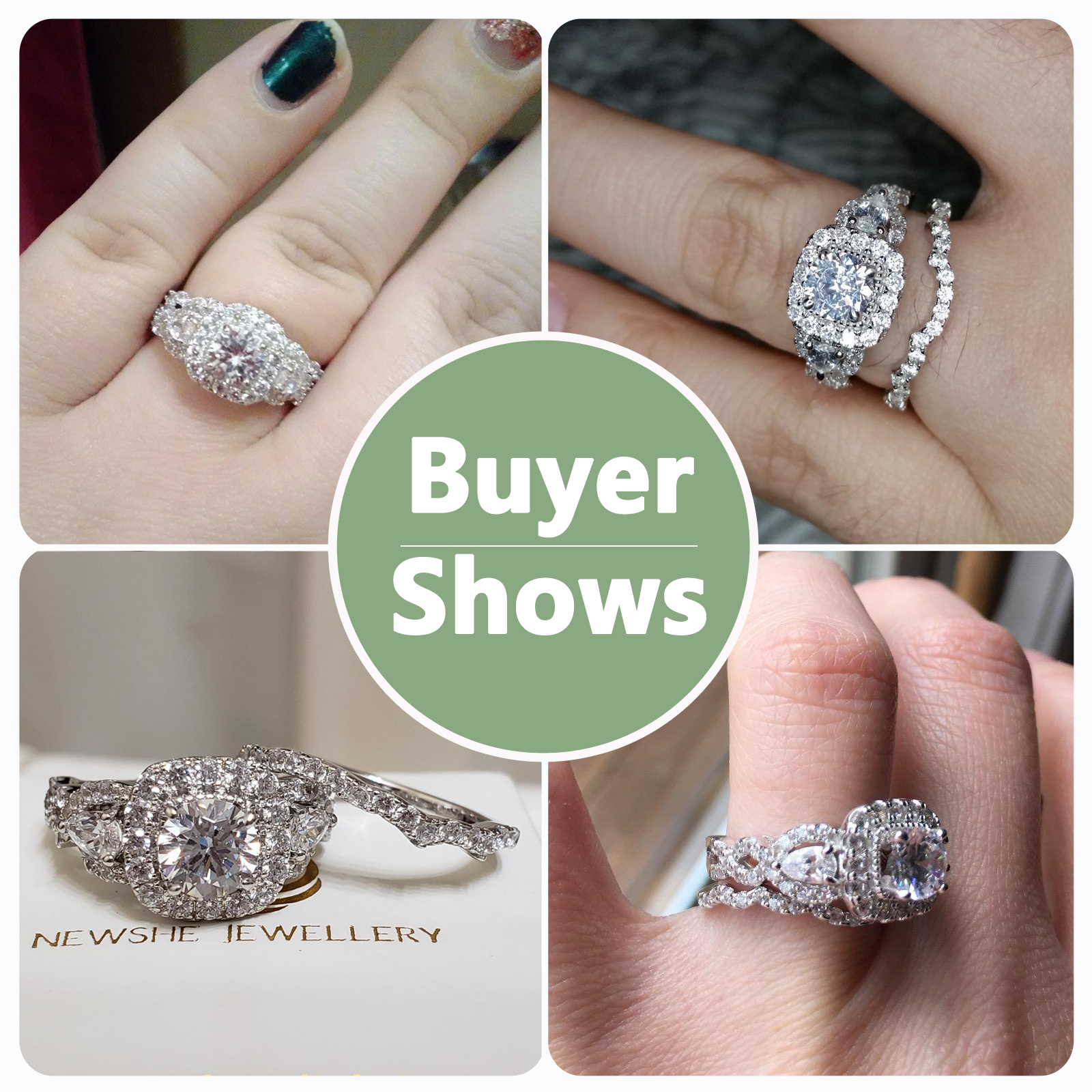 Newshe 2 Pcs Wedding Rings Set for Women 925 Sterling Silver 2.4Ct Round Pear White Cz Luxury Original Engagement Jewelry