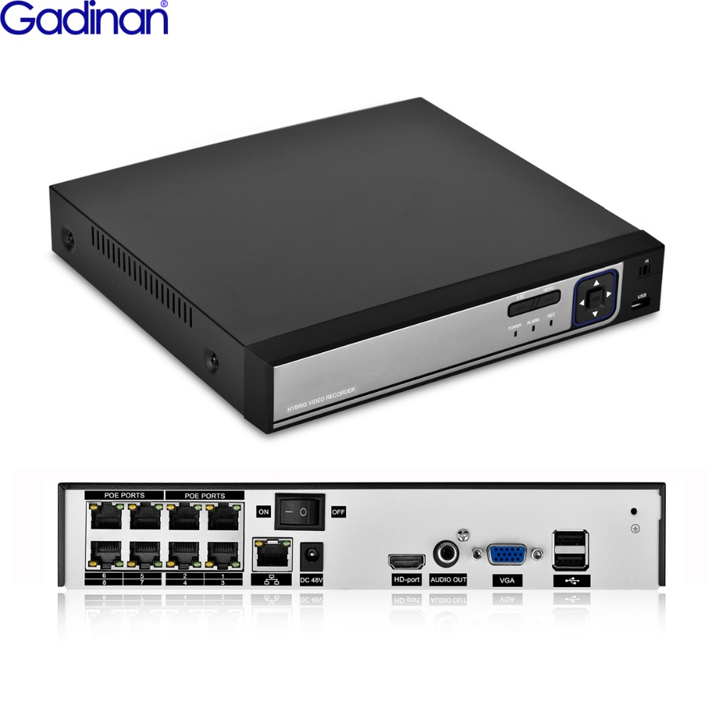 Gadinan H.265 H.264 POE CCTV NVR Security Surveillance Video Recorder 8CH 4CH 5MP PoE NVR IEE802.3af For PoE IP Cameras System