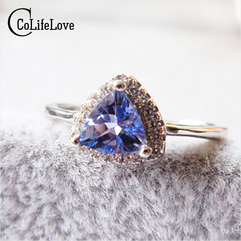 Natural Tanzanite Ring for Woman 5mm Natural Tanzanite Silver Ring Vintage Tanzanite Wedding Ring Natural Tanzanite Jewelry