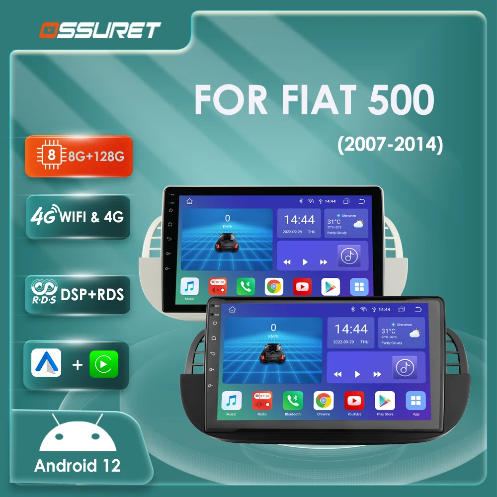 9"Android 7862 DSP Carplay Car Auto radio For FIAT 500 2007-2014 multimedia Video player GPS navi head Unit Screen 4G WIFI 2din