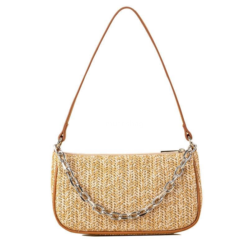 European and American women's fashionable cross-border new product underarm bag simple woven hand-held straw woven stick bag single shoulder cros