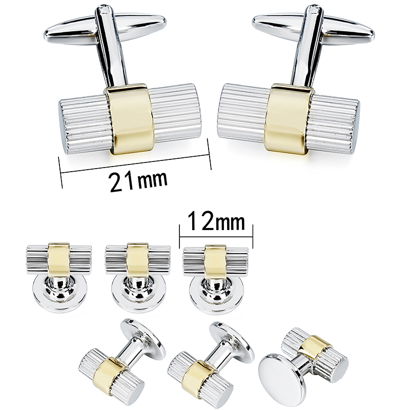 HAWSON Cufflinks and Studs Set for Mens,Cylinder Cuff Tuxedo shirt Studs Set for Mens, Wedding Stylish Accessories Gifts