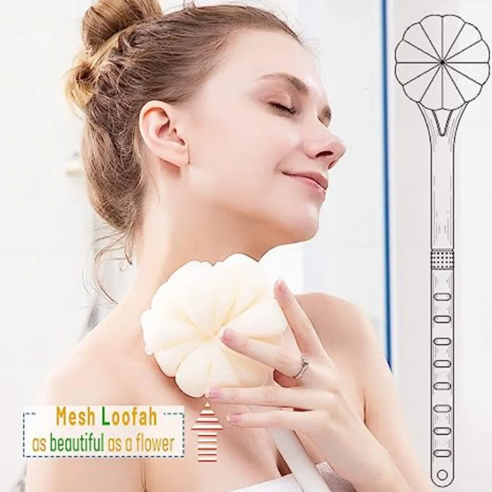 Silicone Double Side Brush Head Back Scrubber Shower Brush With Long Handle Dry Skin Exfoliating Body Massage Cleaning Tools 240624