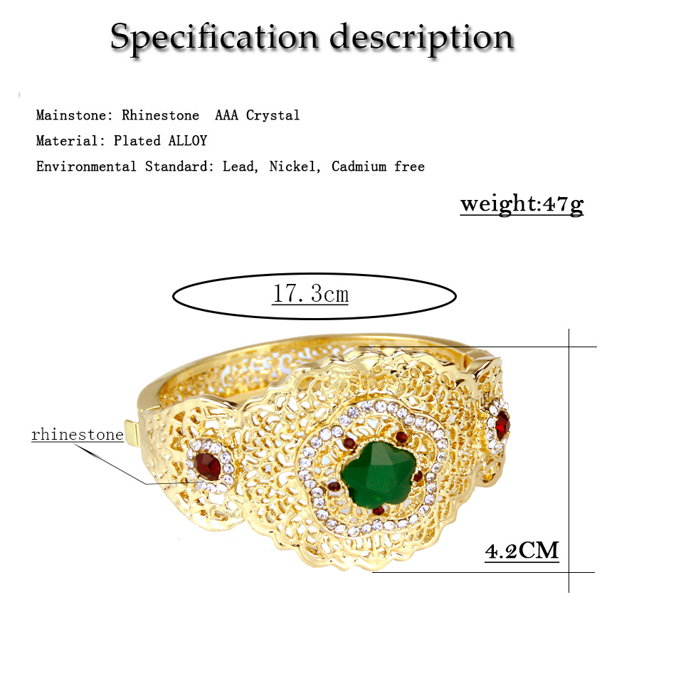 Sunspicems Elegent Morocco Jewelry Women Bangle Bracelet Gold Color African Traditional Crystal Bracelet Indian Bridal Bijoux xp