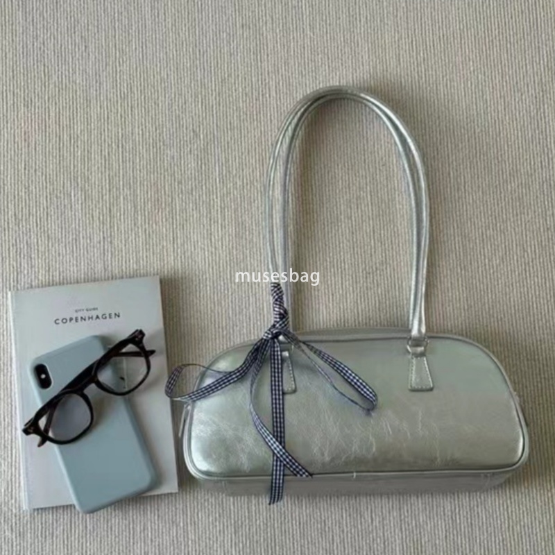 Street trend niche design Korean version of spring new ballet style portable women's bag trendy and versatile silver single shoulder underarm bag