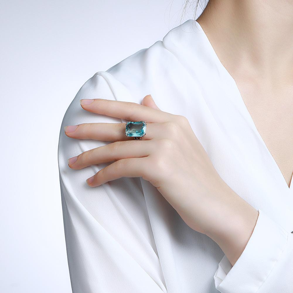 Szjinao Genuine 925 Silver Jewelry Set For Women Sparkling Blue Aquamarine Pendant Ring Set Delicate Luxury Party Fine Jewelry