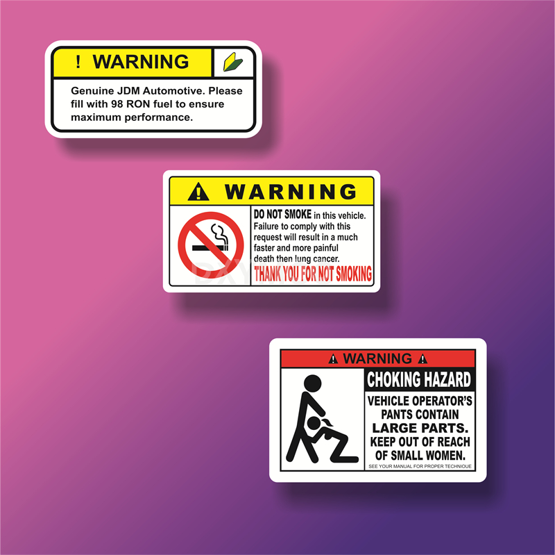 DXYMOO Warning No Smoking Choking JDM Automotive 98 RON Decals Car Truck Window Tail Motorcycle Sticker