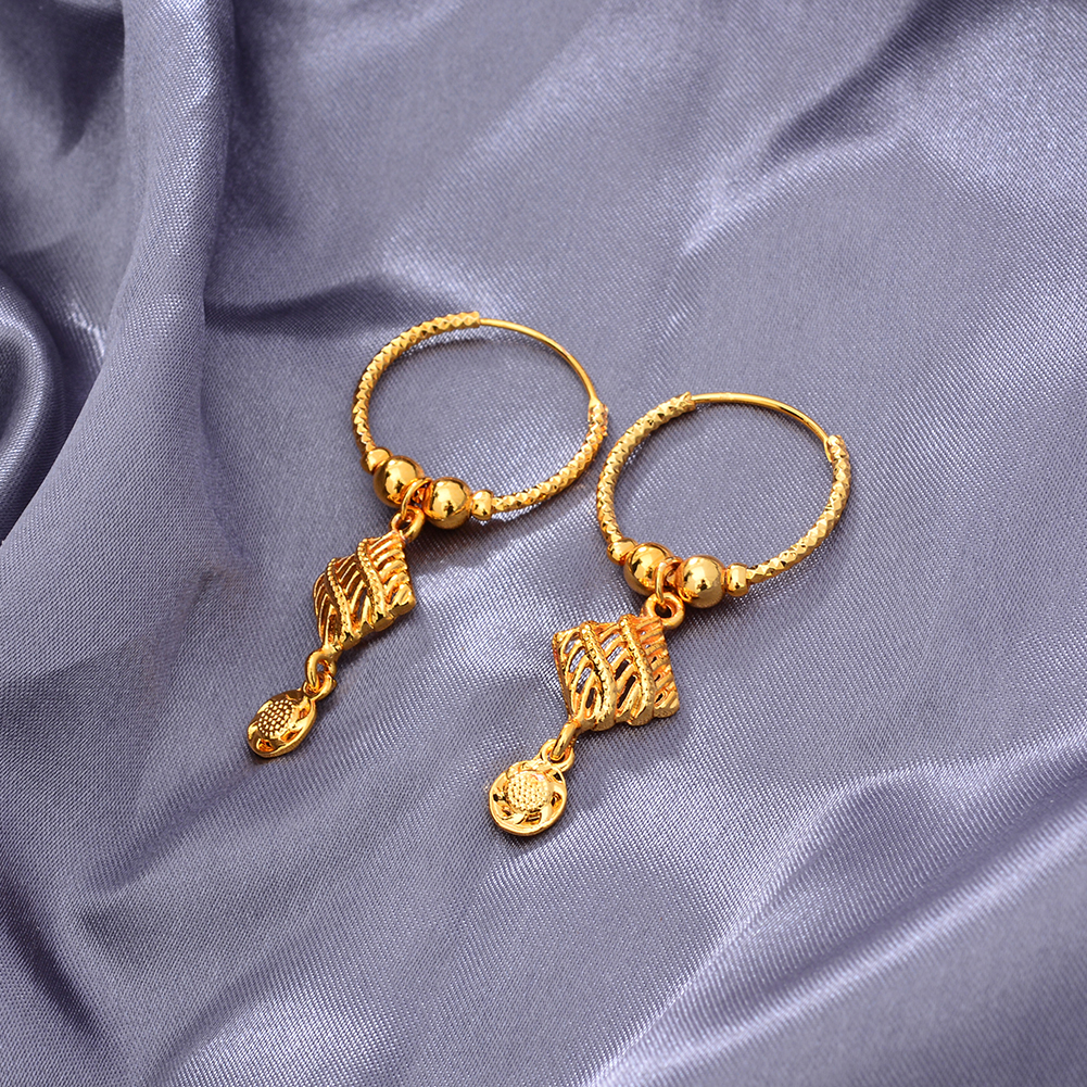 Ethiopia 24k Gold Color Earrings Dubai Earrings For Women Girls African Party Wedding Gifts Earrings Gift