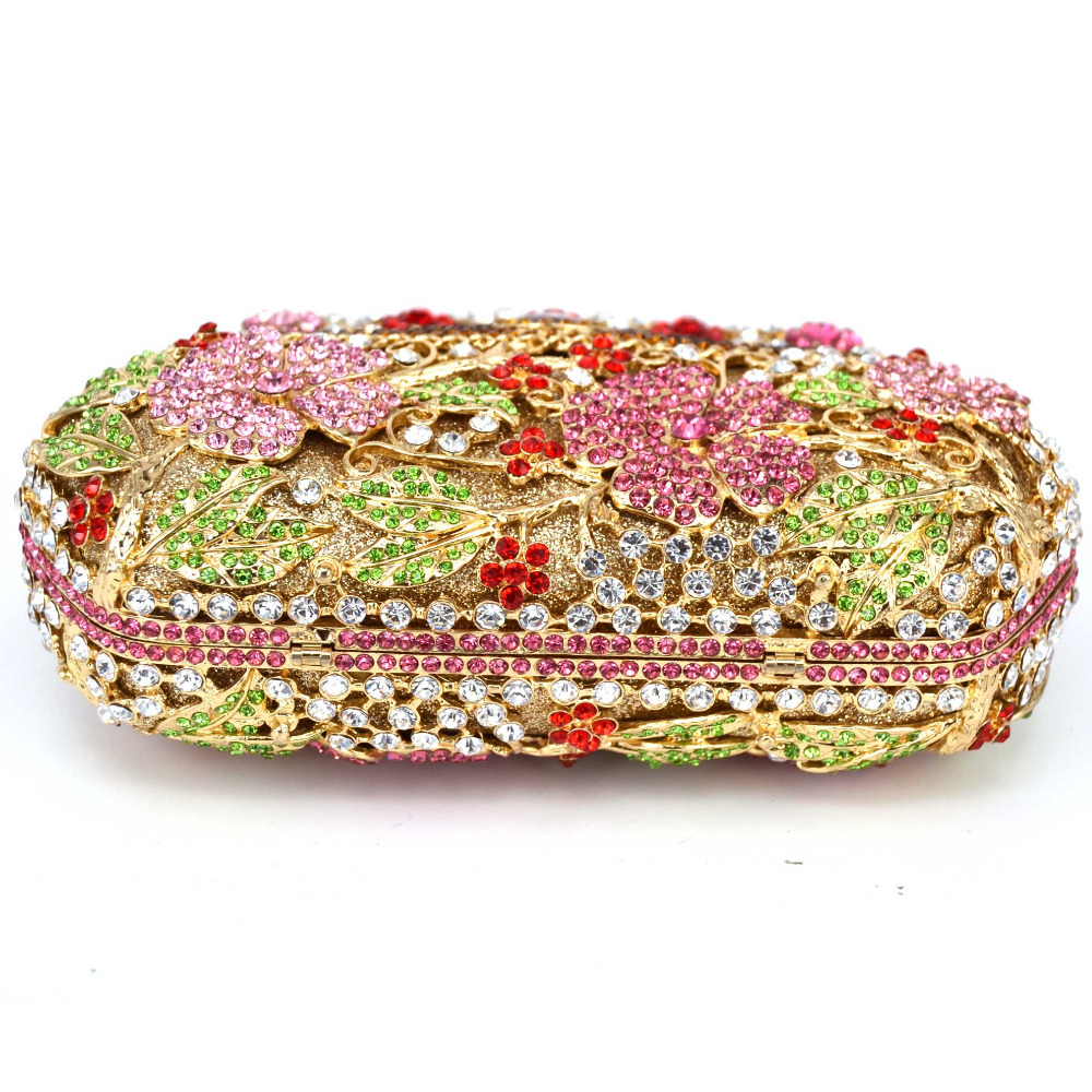 KHNMEET Golden Luxury crystal handcraft rhinestone evening bag soiree sac pochette femme women party purse Clutch Bag SC118