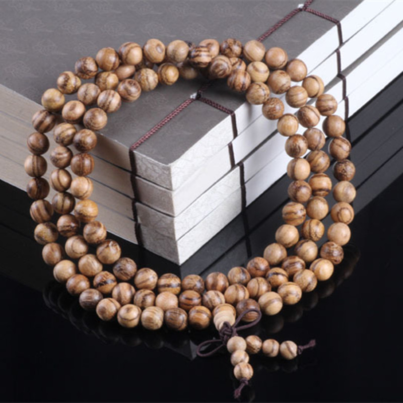 Sennier Natural Vietnamese agarwood incense 108 beads 6mm 8mm Buddha prayer malas beads bracelets Rosary Wooden Bangle jewelry