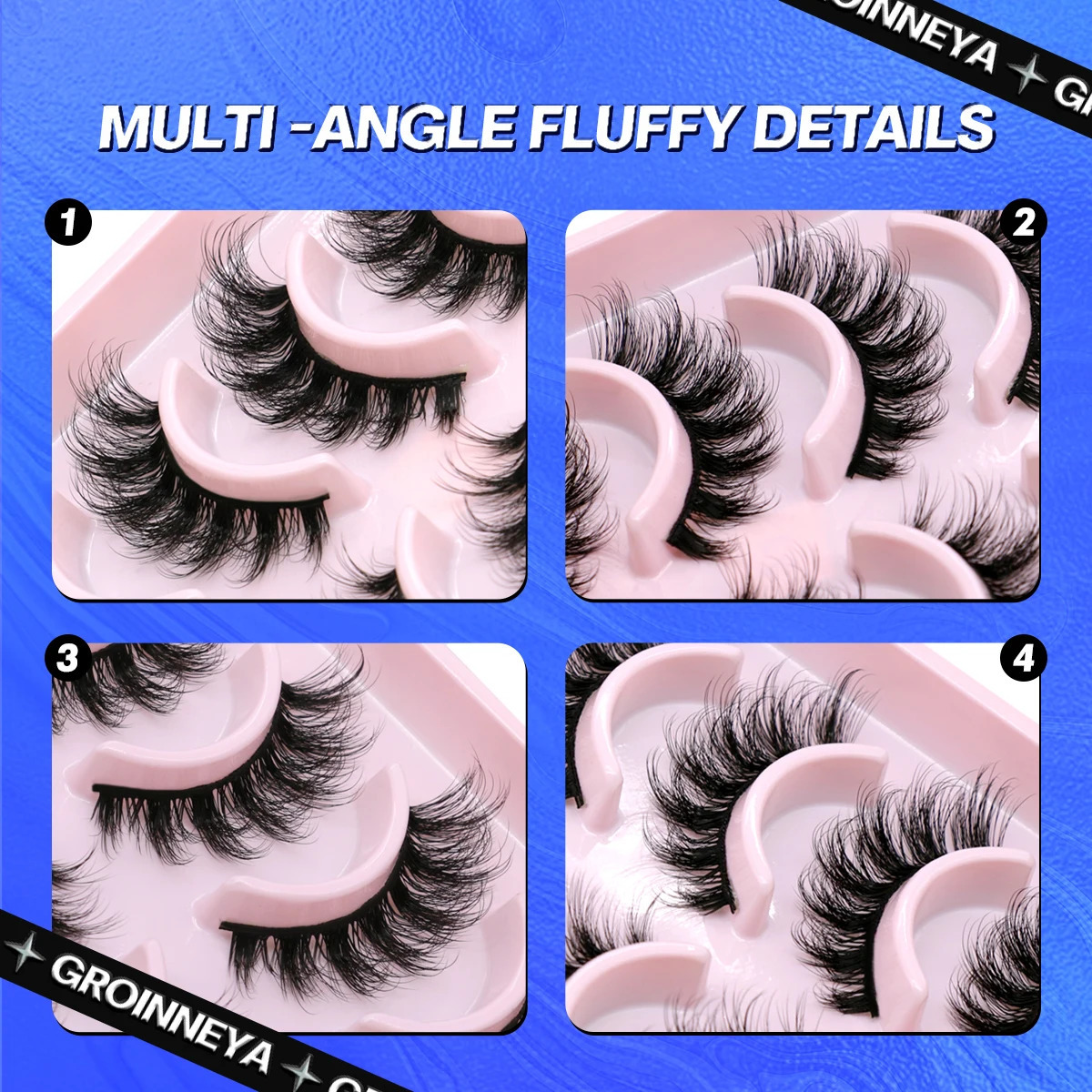 GROINNEYA 5/10 Pairs 3D Faux Mink Lashes Fluffy Soft Full Thick Wispy Natural long False Eyelashes Curly lashes wholesale lashes 240624