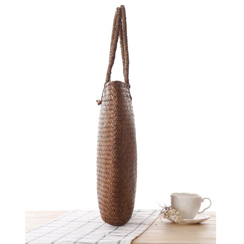 Handmade Women Handbag Summer Straw Beach Bag Bamboo Woven Female Shoulder Bag Bohemian Rattan Large Capacity Tote Dropshipping