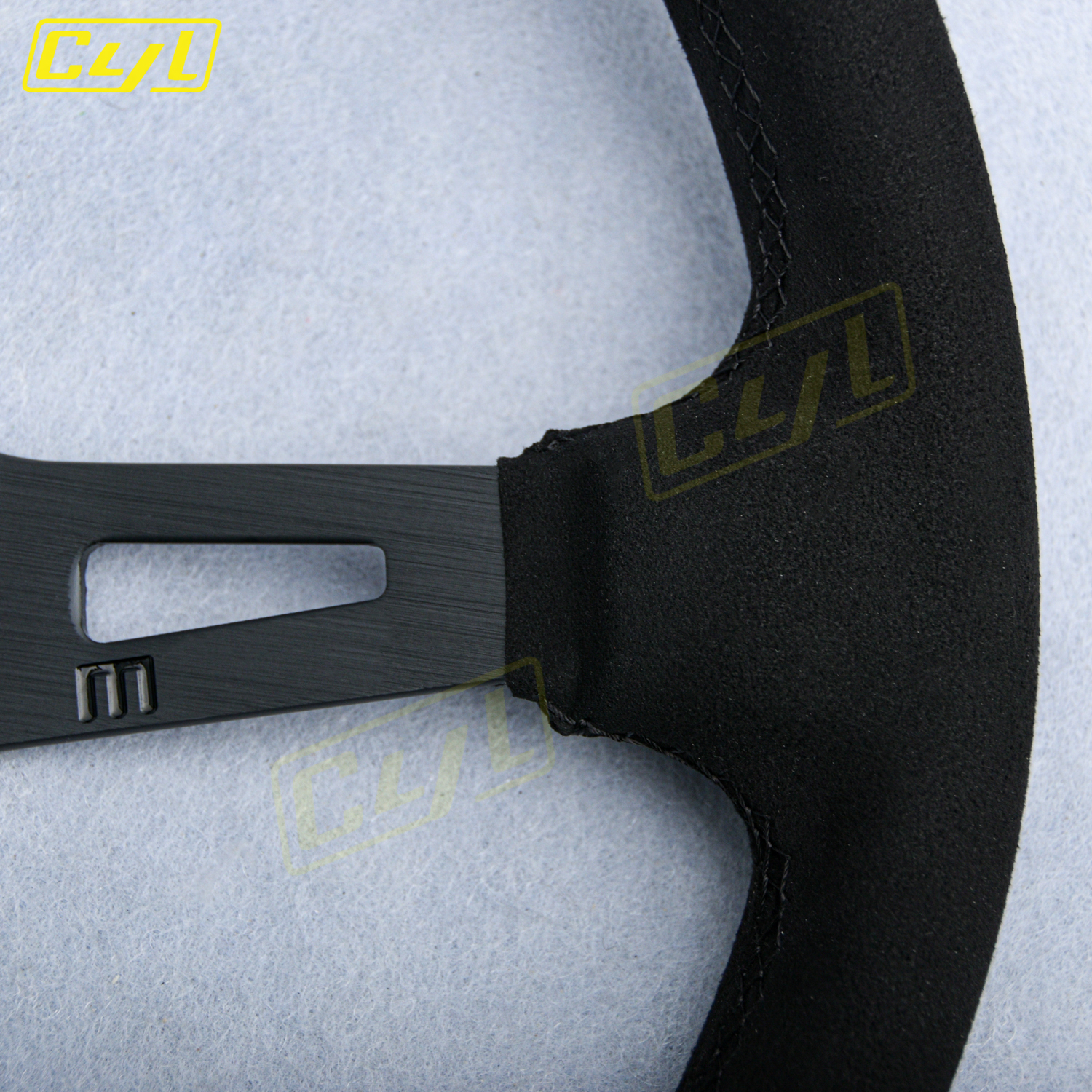 JDM Universal Suede Leather Steering Wheel 14inch Black Deep Dish Modified Sports Steering Wheel