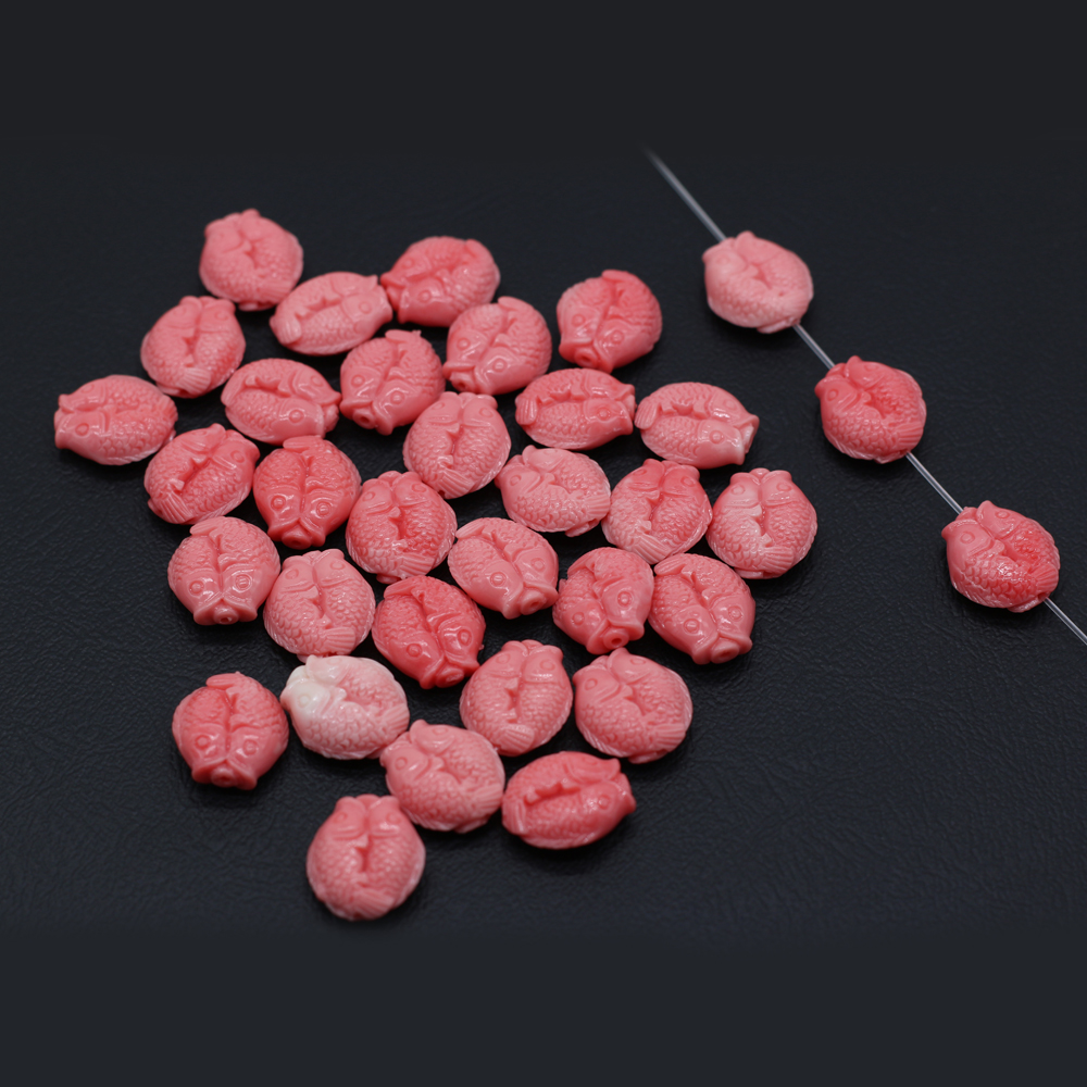 Hot Sale Natural Coral Pisces Shape Beads with Holes for Jewelry Charms Pendant Making DIY Necklace Earrings Accessories