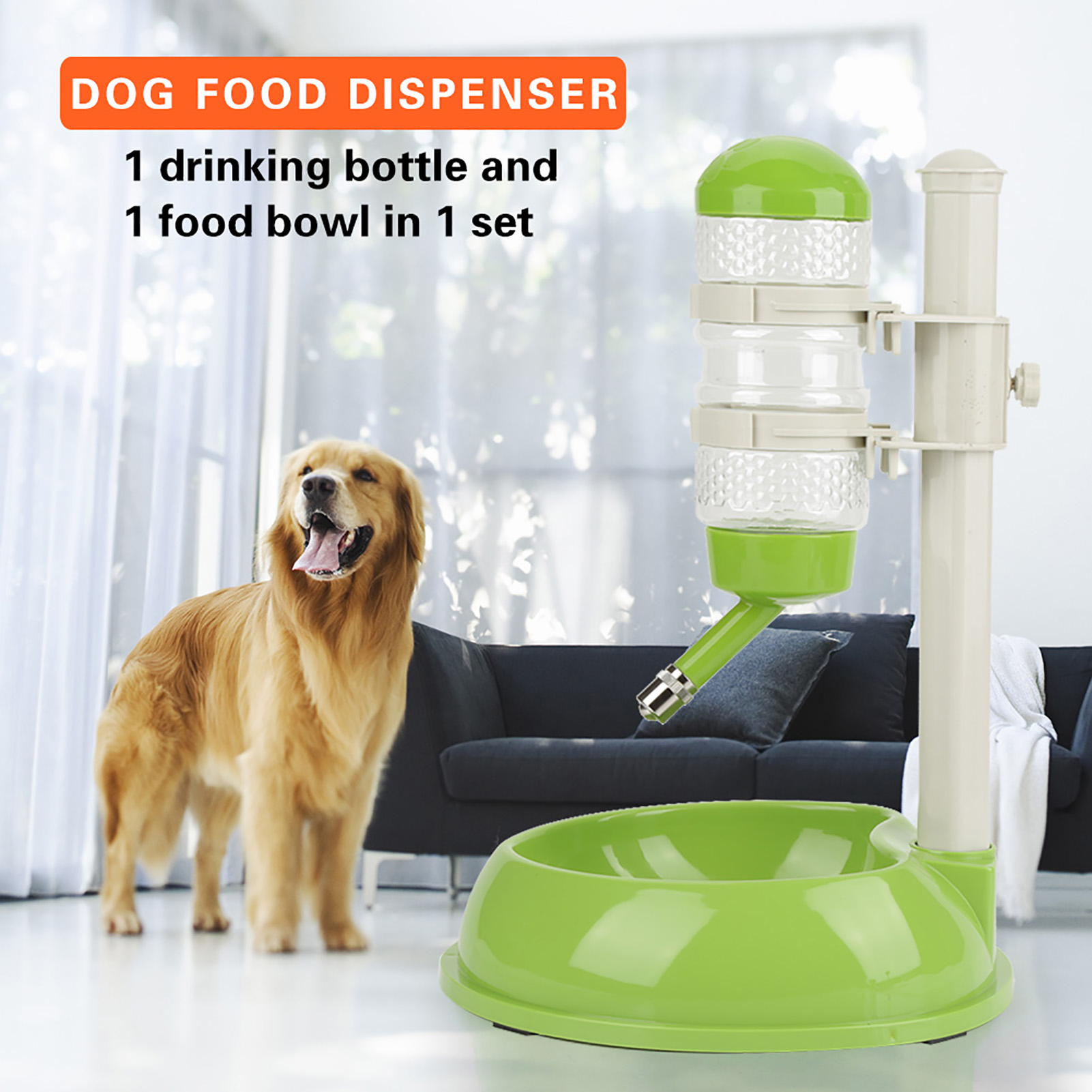 Pet Dog Water Bottle Food Feeder Bowl Auto Adjustable Pet Cat Drinking Fountain Food Water Dispenser Pet Bowl Feeder