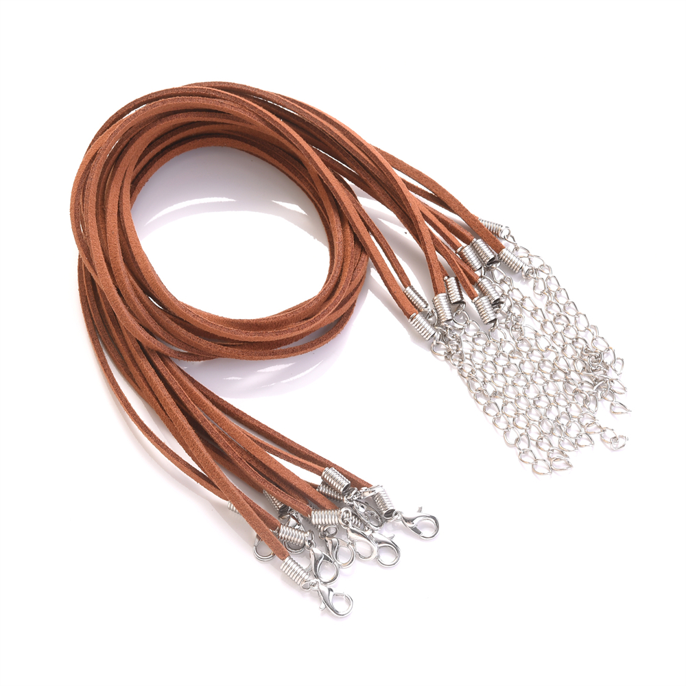 3mm 10Pcs/lot Suede Cord Mix Colour Korean Velvet Cord Necklace Rope:45cm+Chain: 5cm With Lobster Clasp Diy Jewelry Accessories