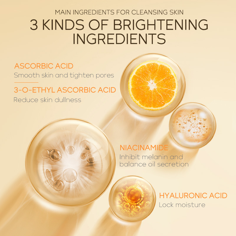 LAIKOU Vitamin C Facial Cleanser Skin Cleansing Moisturizing Blackhead Remove Skincare Face Wash Foam Face Skin Care