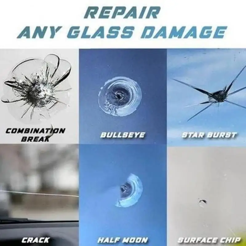 Car Windshield Cracked Repair Glue Window Glass Curing Glue Auto Glass Scratch Crack Restore Kit Glass Epoxy Resin Repair Glue