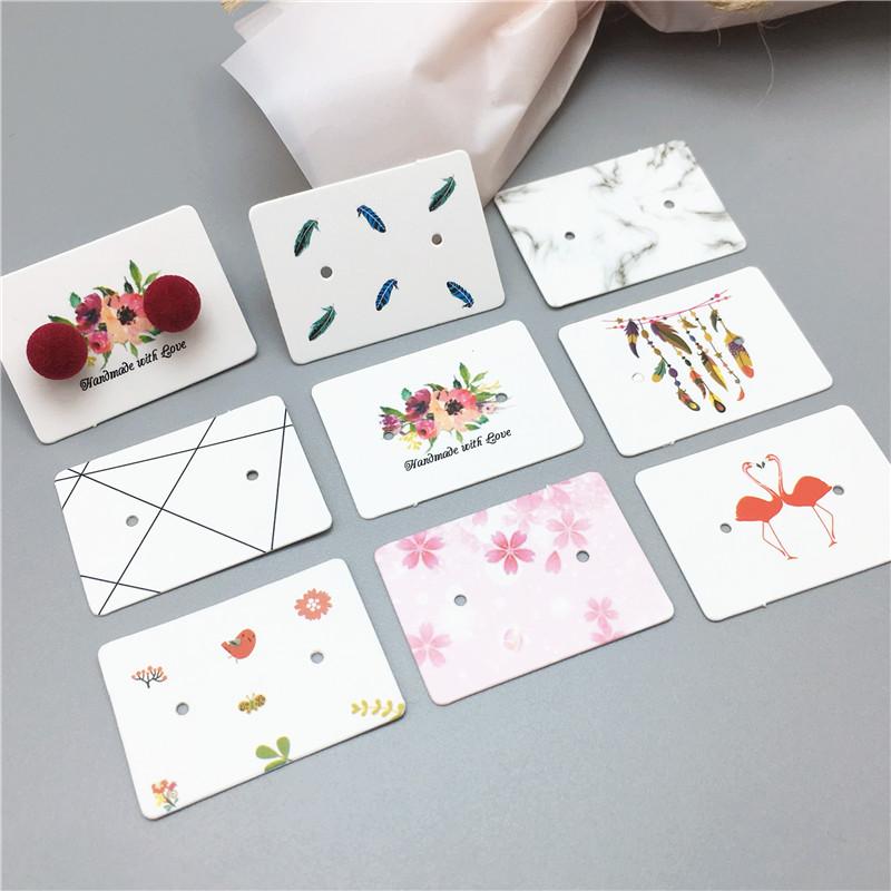 3.5*2.5cm 100Pcs/ Lot Kraft Paper Ear Studs Hang Tag Jewelry Display Card Earring Kraft Paper Tag Ear Ring Paper Hang Price Tags