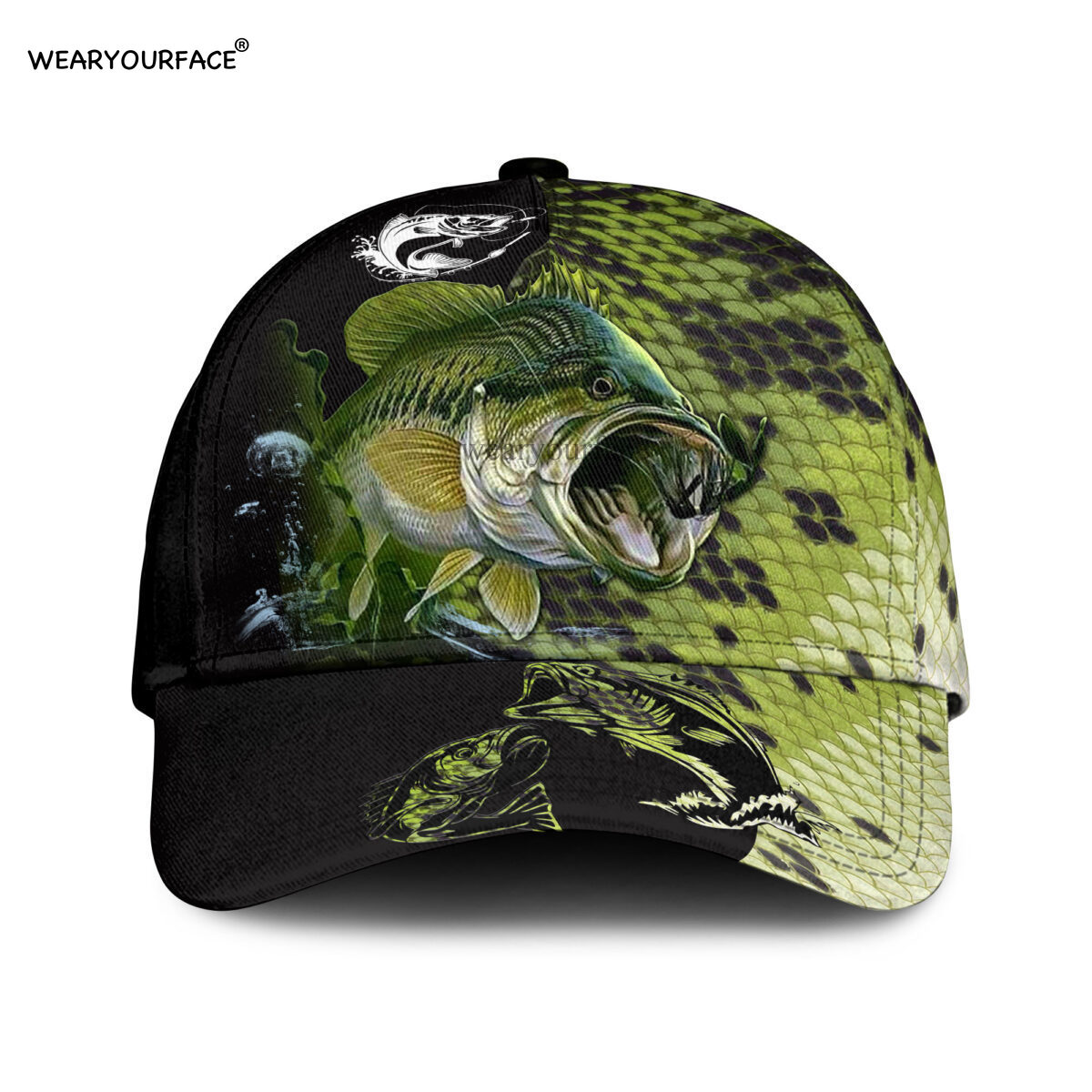 Baseball Cap Underwater Shark Fishing 3D All Over Printed Snapback Hat Men Women Adult Hip Hop Headwear Outdoor Casual Sun Visor