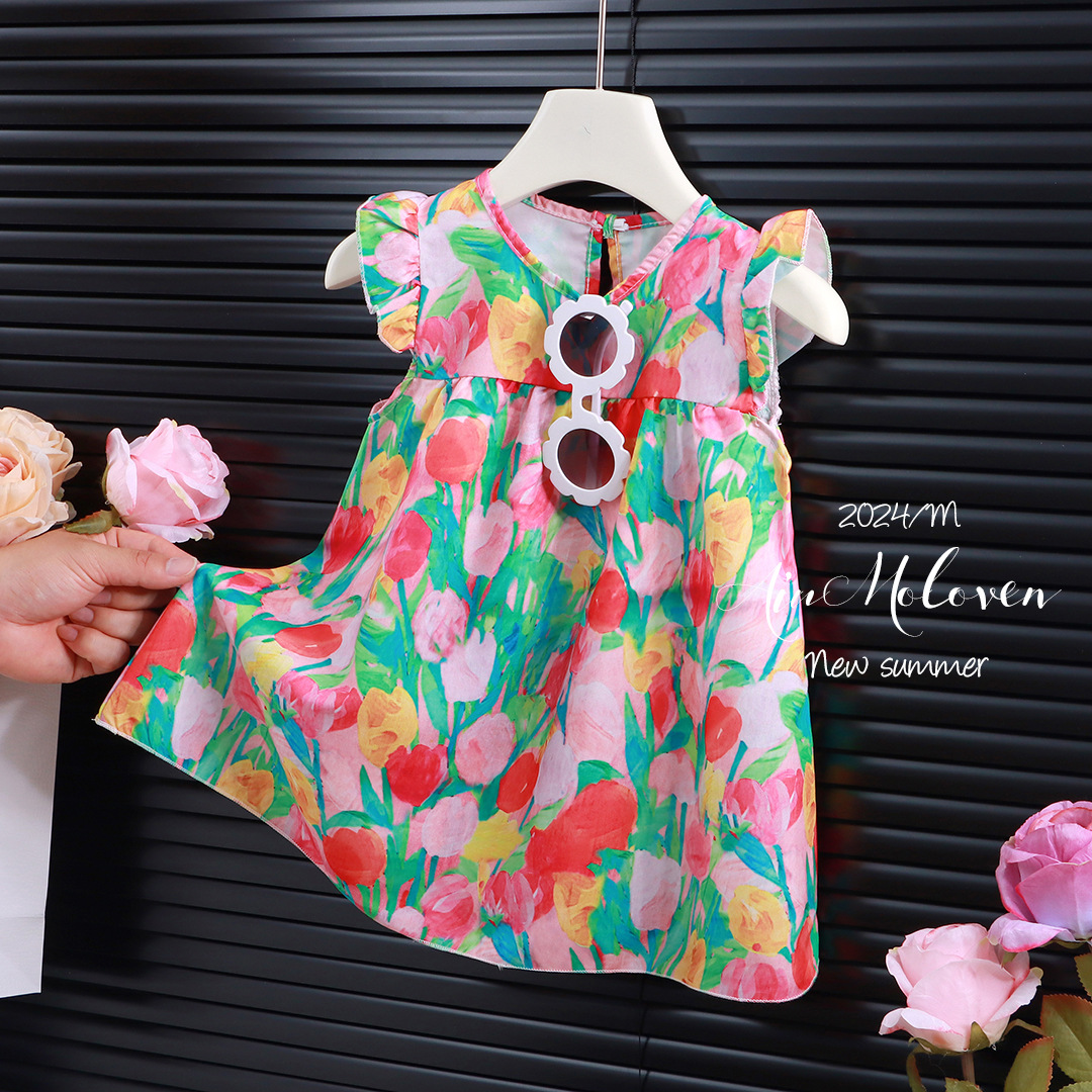 kids baby girls dress apricot summer clothes Toddlers Clothing BABY childrens girls purple pink summer Dress