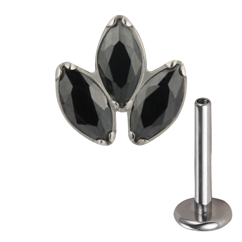 ASTM F136 Titanium Top Threaded Labret Studs Tragus Earrings Lip Tongue Stud Piercing Jewelry EAR PIERC Triangle zirconia Paved