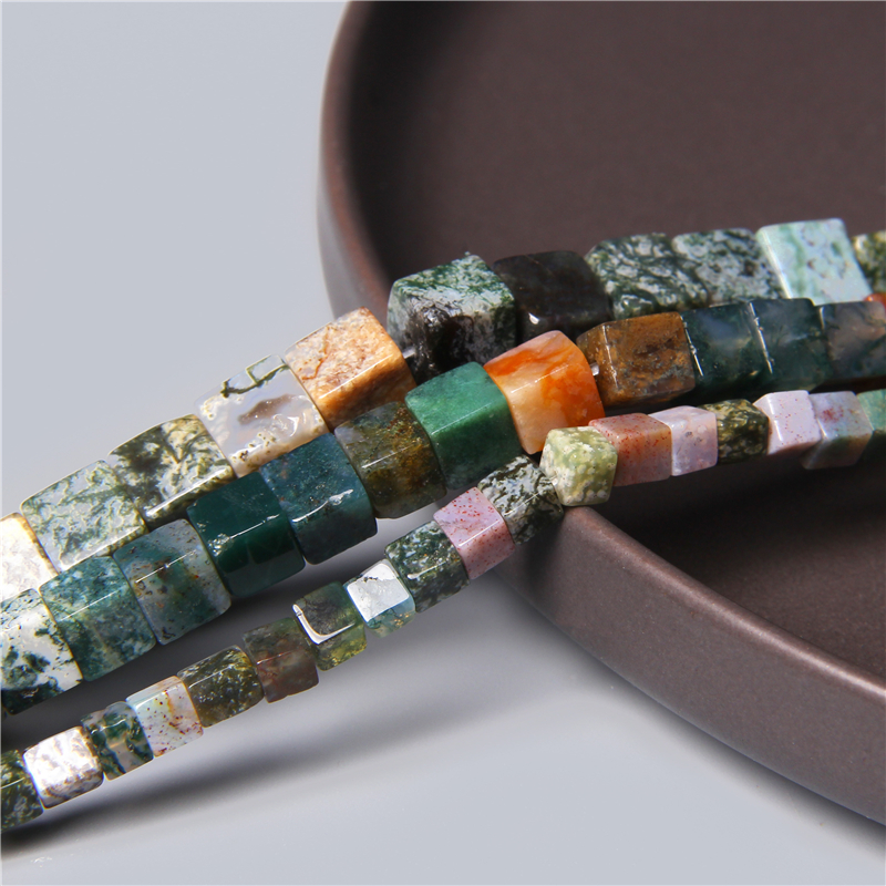 Wholesale 4/6/8mm Cube With Hole Natural Stone Agates Loose Spacer Beads For Jewelry Making DIY Necklace Earring Bracelet Charm