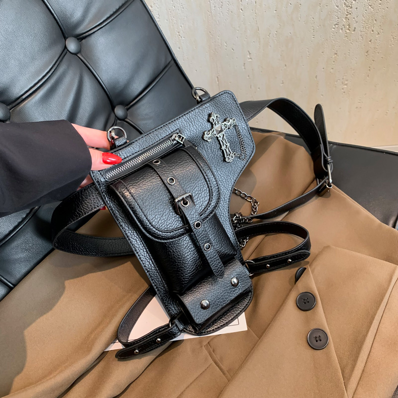 Chain Buckle Sewing Holster Shape Individuality Motorcycle Style PU Crossbody Waist and Leg Bag 2024 Hot Sale Bags for Women h6.24#35 ddmy 4e47