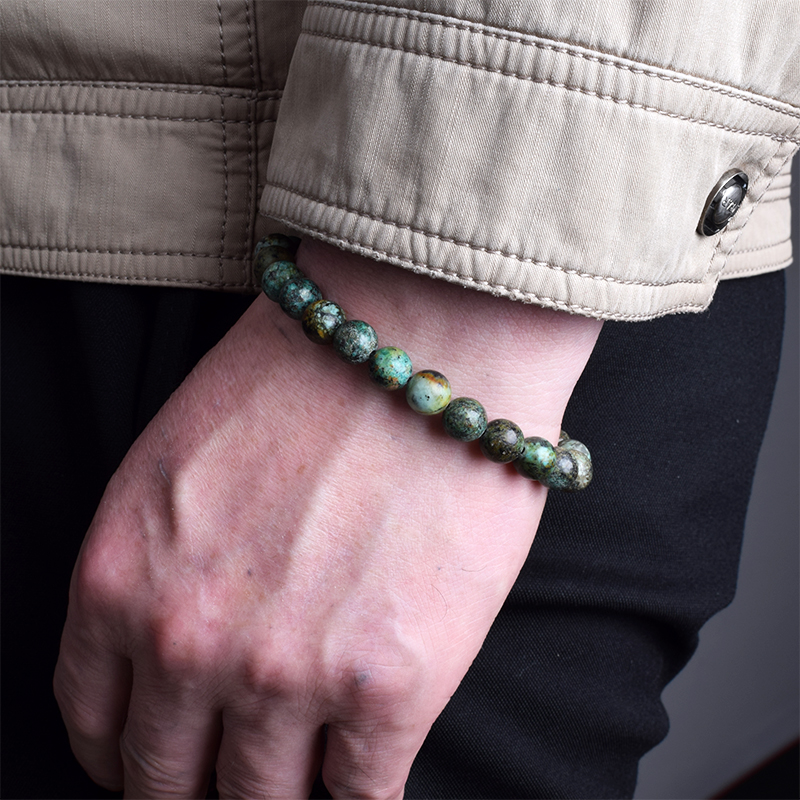 Natural African Turquoise Lapis Lazuli Stone Bracelet Homme Femme Charms 8MM Men Strand Beads Yoga Bracelets Women Jewelry