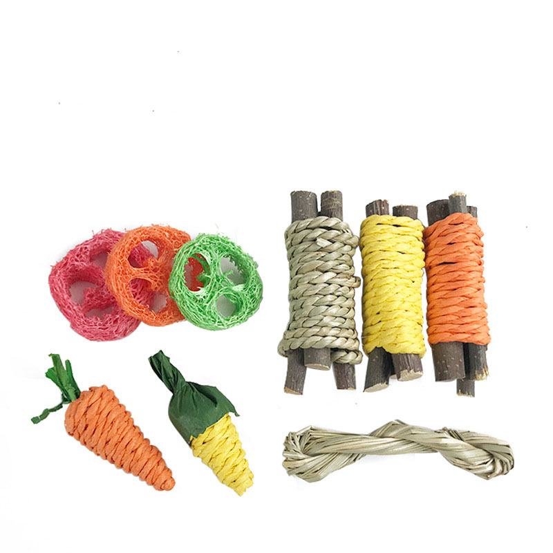 Pet Chew Toy Sets Hamster Rabbit Guinea Pig Rat Molar Teeth Care Wooden Branch Small Animal Pet Tooth Grinding Snacks