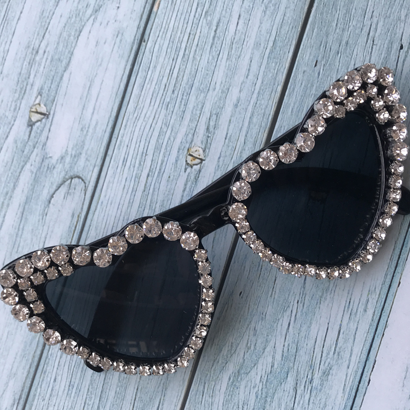 ZAOLIHU Lovely Heart Shape Women Sunglasses Big Size Female Sun Glasses UV400 Handmade Diamond Eyewear Gafas de sol