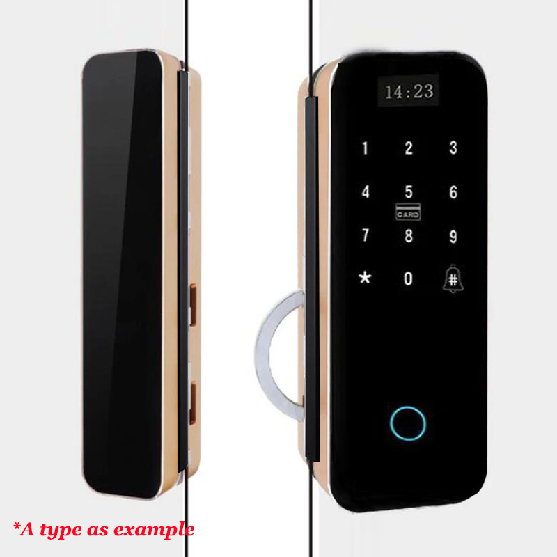 Smart Sliding Gate Lock Glass door Biometric Fingerprint lock Code Card Doorbell Office/Store Swing gate lock