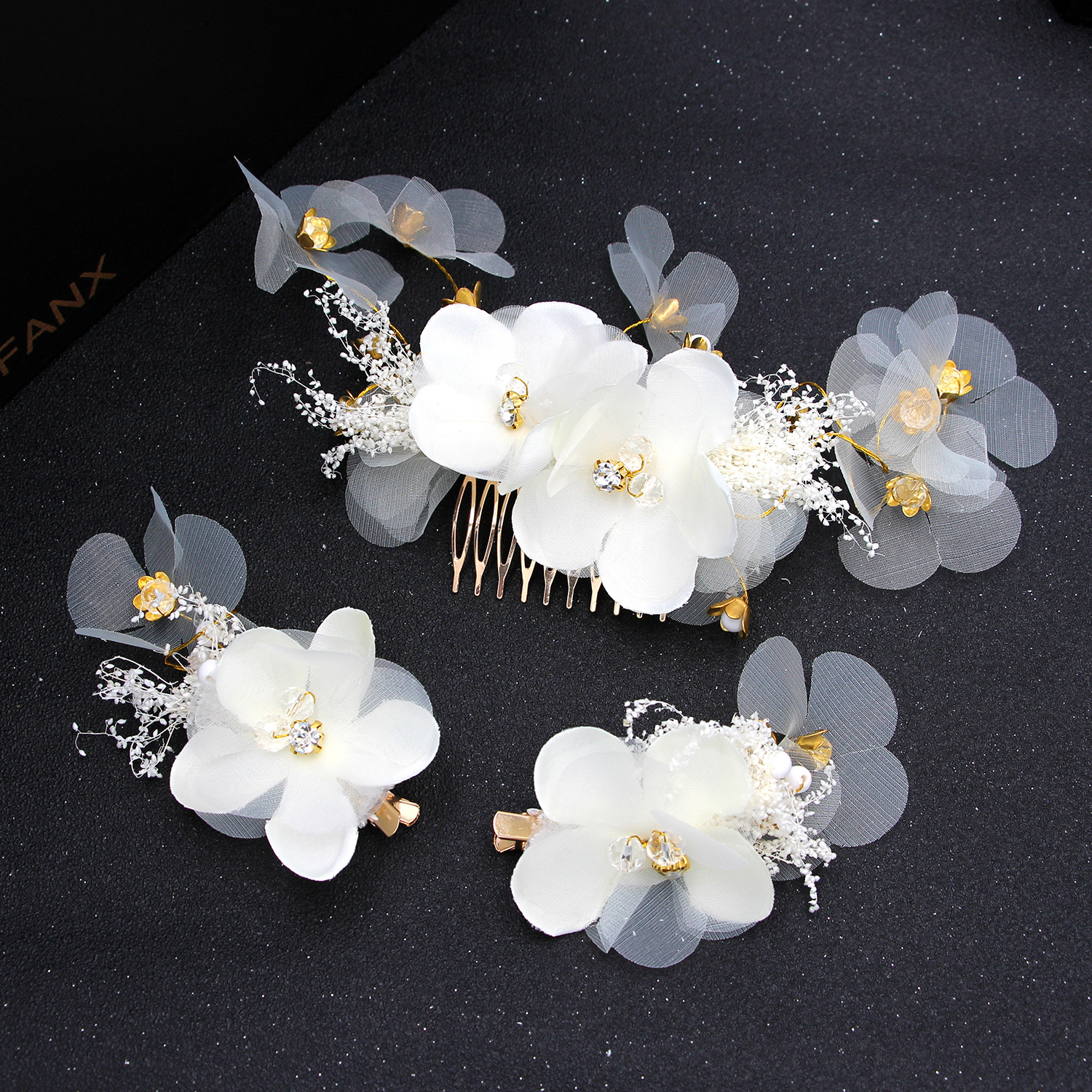 White Lace Flower Crystal Hair Combs Jewellery Bride Headpiece Tiaras de Noiva Women Head Jewelry Wedding Hair Accessories Crown