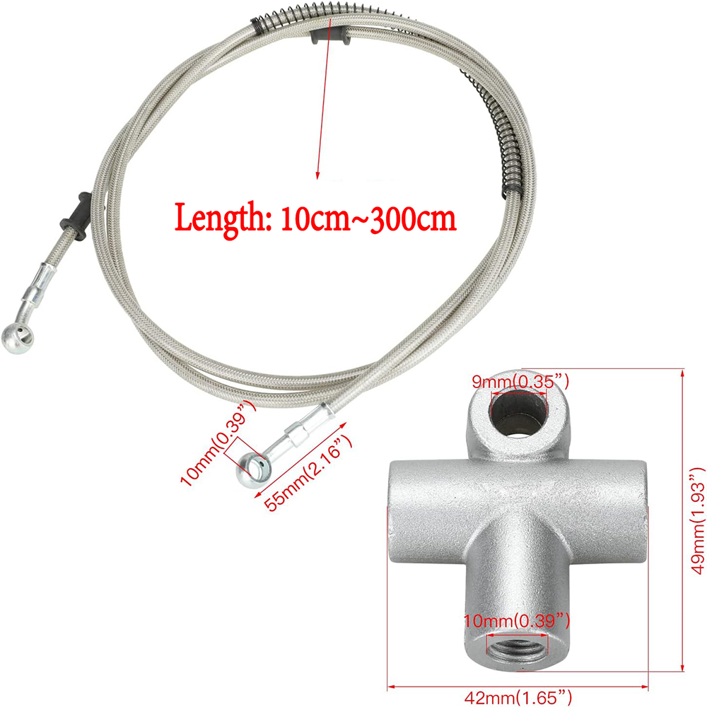 Motorcycle Hydraulic Brake Clutch Line Hose 10mm Banjo Tee Hose Connector 3 Way Adapter for Dirt Bike ATV Moped Scooter,etc