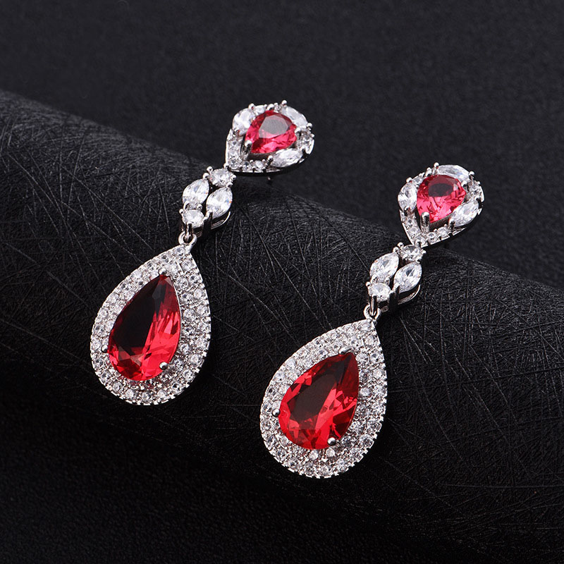 High Quality Women Party Jewelry Silver Color Water Drop Cubic Zirconia Clip On Earrings No Pierced Ear