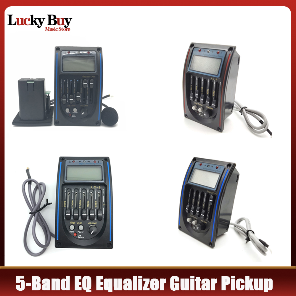 LC-5/4 5 Band Acoustic Guitar Preamp EQ Equalizer Pickup Tuner System with Micro Phone Pickup for Acoustic Guitar