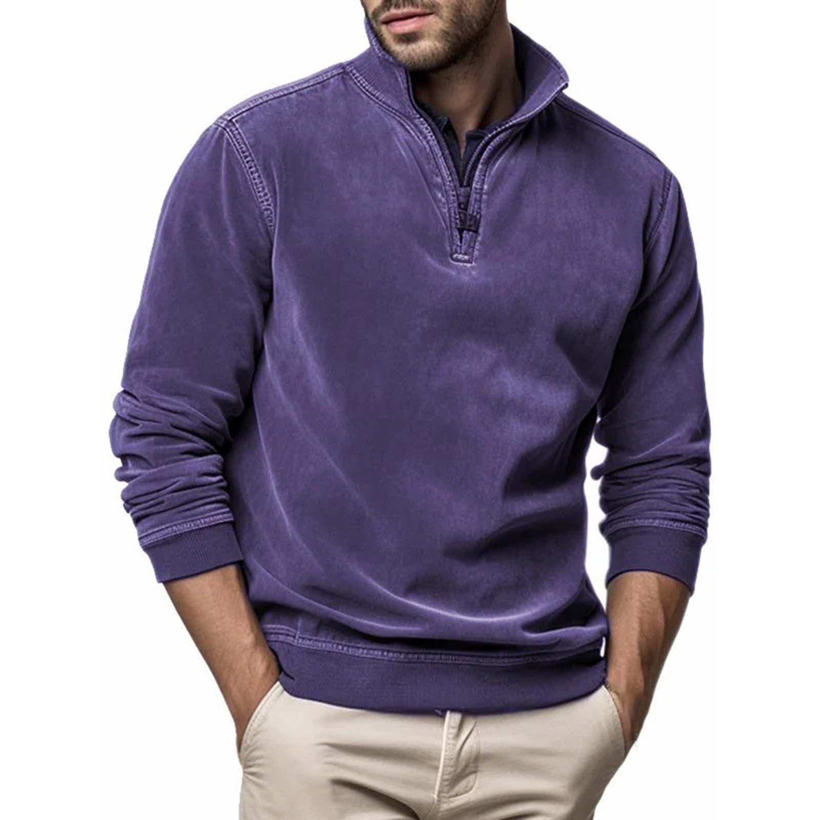 Men's Sweatshirt Quarter Zip Cargo Pullover Stand Collar Sweater Workout Gym Sports Running Baseball Mom Sweatshirt Swear Shirts
