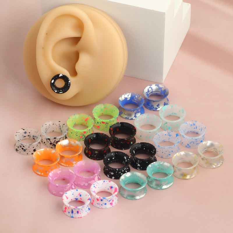 New Pair Silicone Ear Gauge Expander Stretcher Flexible Thin Double Flared Ear Plugs Flesh Tunnel Earlets Earrings Piercing Kit
