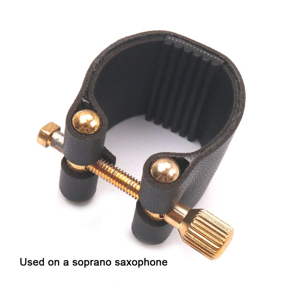 Mouthpiece Ligature Soprano Sax Mouthpiece PU Leather Saxophone Accessories Black For Soprano Sax Meta Durable