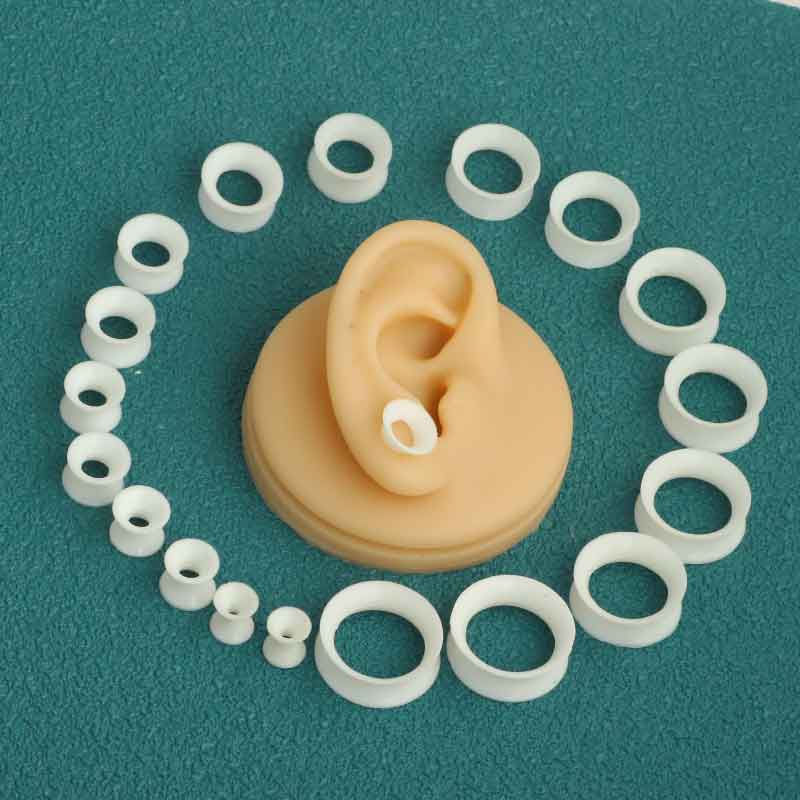 New Pair Silicone Ear Gauge Expander Stretcher Flexible Thin Double Flared Ear Plugs Flesh Tunnel Earlets Earrings Piercing Kit