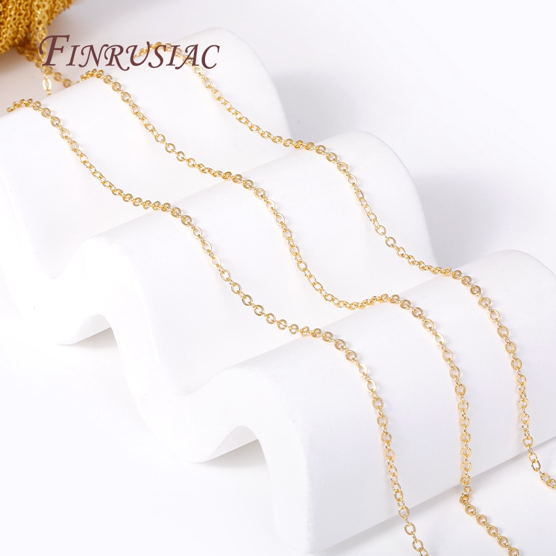 18K Gold Plated Metal O Shape 2.0mm Thin Chains Wholesale, High Quality Spool Chains For DIY Necklace Bracelet Making Supplies
