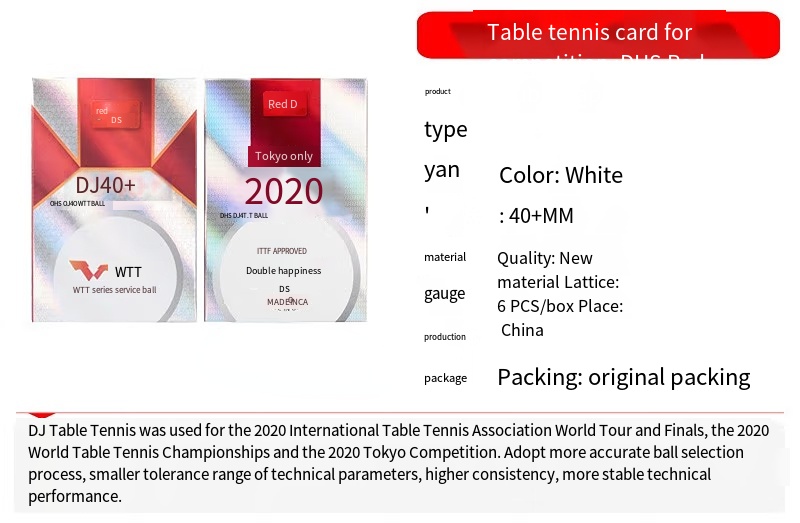 3 Star DHS 40+ WTT DJ40+ New Materials Plastic ABS Original DHS Table Tennis Ball Ping Pong Balls