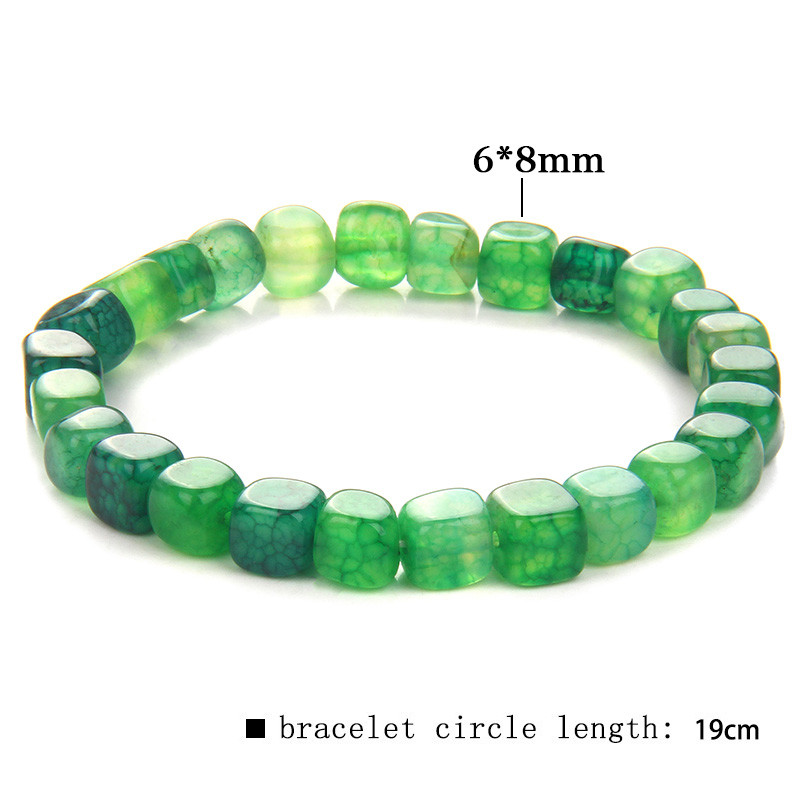Square Red Agates Bracelet White Blue Tourmaline Agates Cube Beads Elastic Cord Bangle Stretch Bracelet For Women Men Jewelry
