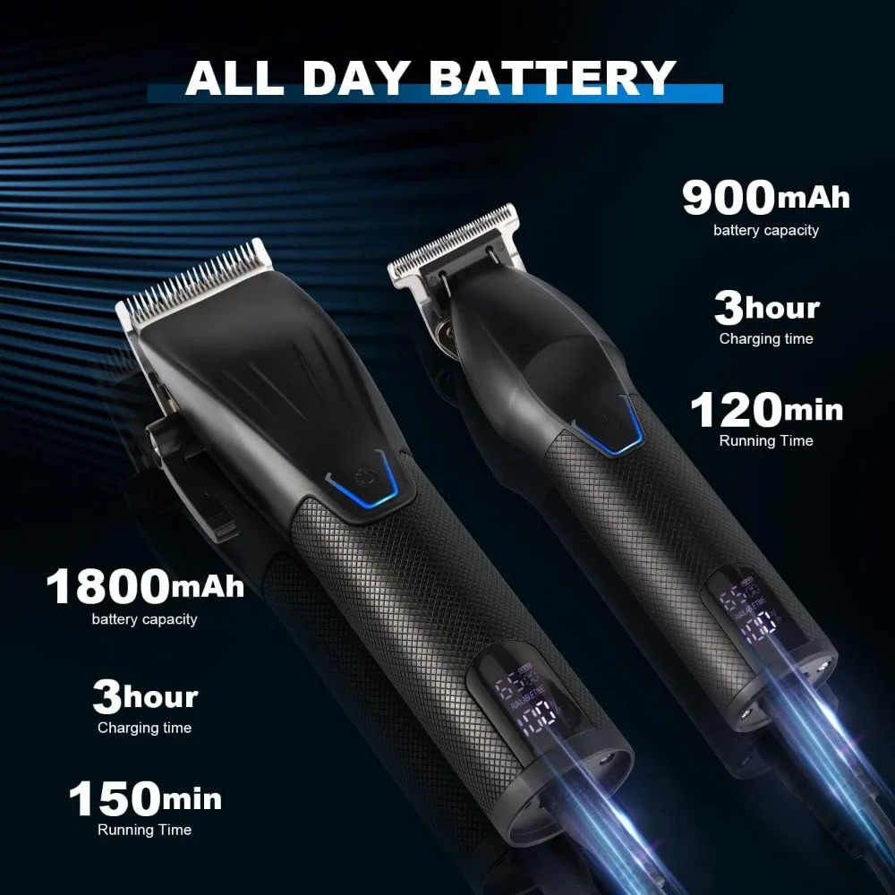 Professional Hair Clippers and Trimmer Kit for Men Barber Clipper Set Cordless Hair Cutting Beard Trimmer Grooming Haircut Kit 240624