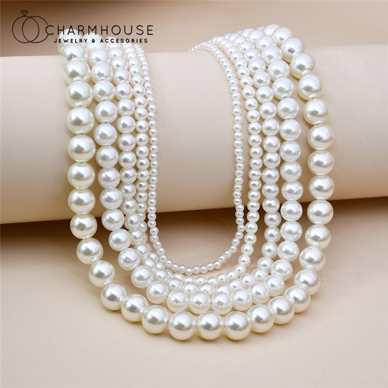 Pearl Necklaces For Man Women 4/6/8/10/12 mm Bead Chain Necklace Collier Custom Jewelry Pearl Accessories Any Size Party Gifts