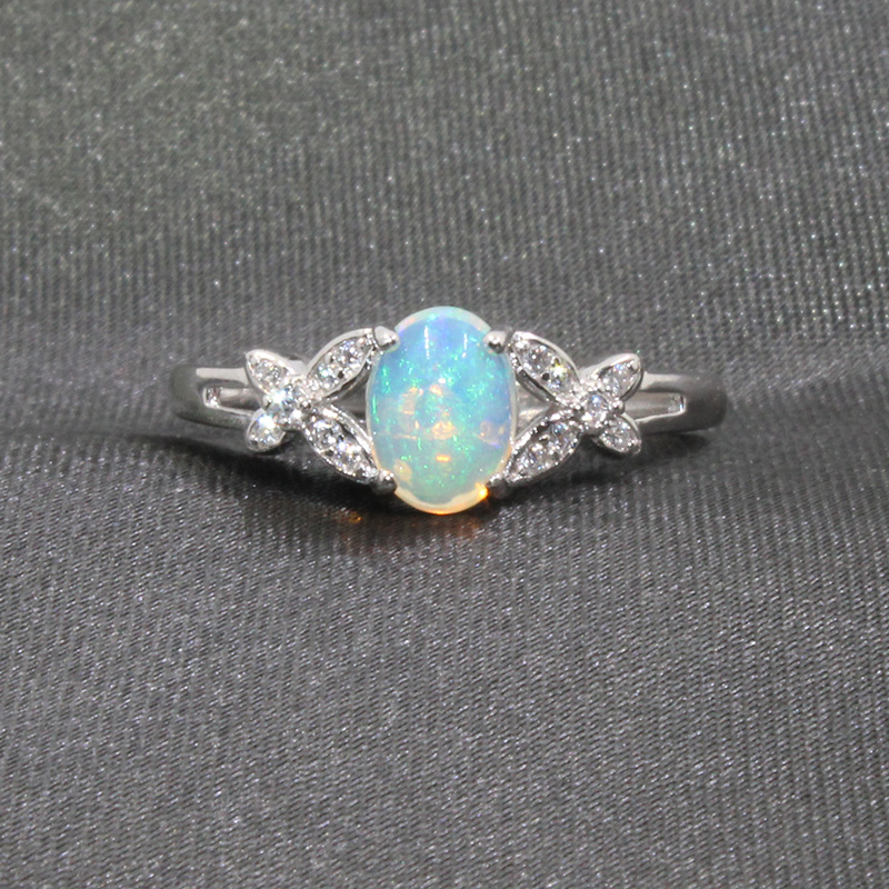 CoLife Jewelry 100% Natural Opal Ring for Woman 0.3ct 0.4ct 0.6ct Australia Opal Silver Ring Solid 925 Silver Opal Jewelry